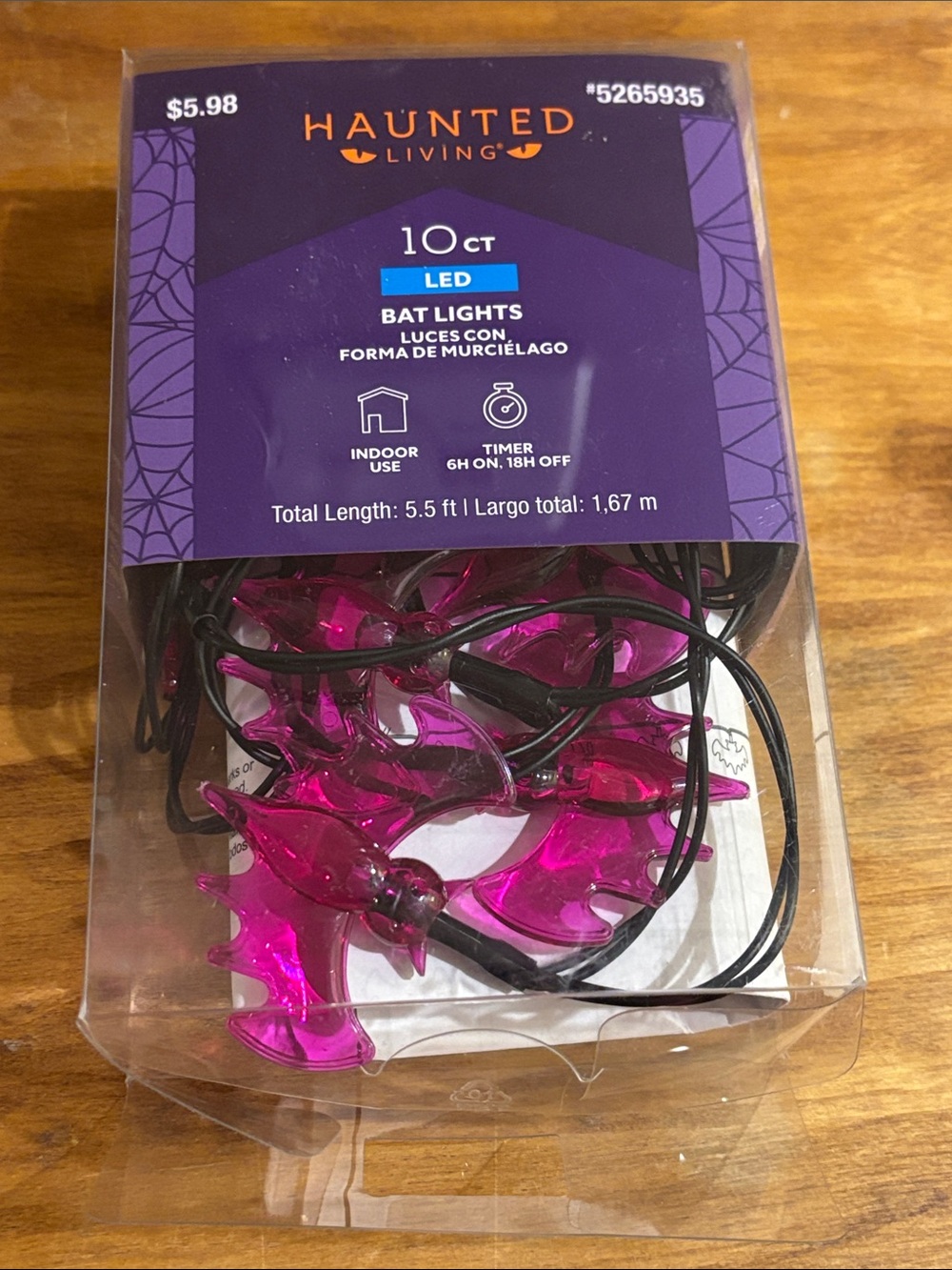 LED Bat String Lights in Pink - 10 Count